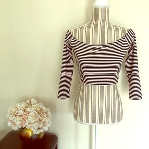 Stripey Off the Shoulder Crop Top